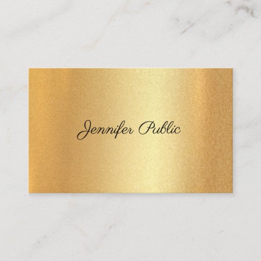 Glitter Faux Gold Handgeschreven kalligrafie Scrip Visitekaartje (Voorkant)