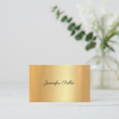 Glitter Faux Gold Handgeschreven kalligrafie Scrip Visitekaartje (Staand voorkant)