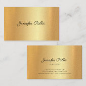 Glitter Faux Gold Handgeschreven kalligrafie Scrip Visitekaartje (Voorkant / Achterkant)