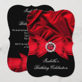 Glitter Faux Jewel Red Bow Zwarte Dag Kaart (Voorkant / Achterkant)