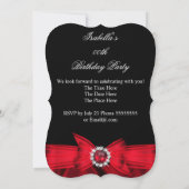 Glitter Faux Jewel Red Bow Zwarte Dag Kaart (Achterkant)