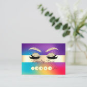 Glitter Faux Lashes Ombre Holographic Loyalty Card (Staand voorkant)