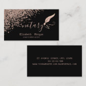 Glitter Feather Notary Roos Gold Diamonds Zwart Visitekaartje (Voorkant / Achterkant)