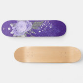 Glitter Feathers en Paarse Rozen Dd Brand Persoonlijk Skateboard (Horizontaal)