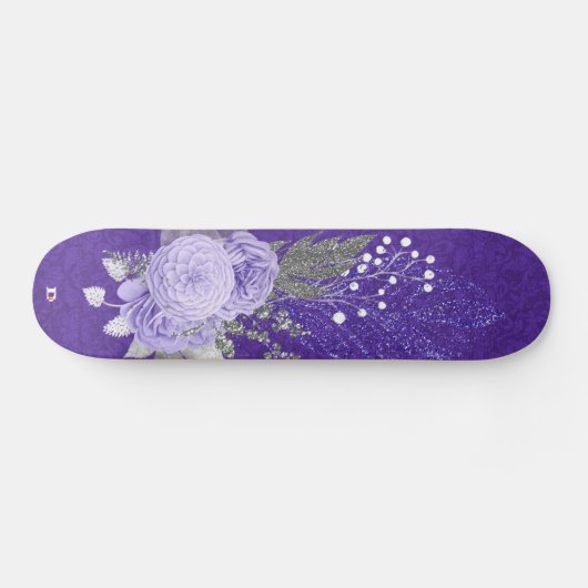 Glitter Feathers en Paarse Rozen Dd Brand Persoonlijk Skateboard (Horizontaal)