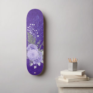 Glitter Feathers en Paarse Rozen Dd Brand Persoonlijk Skateboard
