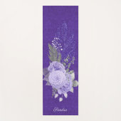 Glitter Feathers en Paarse Rozen Yogamat (Voorkant)