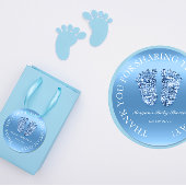 Glitter Feet Baby shower Favor Bedankt Blue Boy Ronde Sticker
