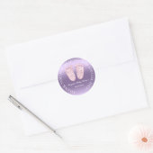 Glitter Feet Baby shower Favor Bedankt Paars Ronde Sticker (Envelop)