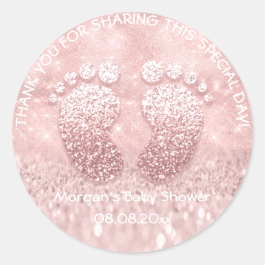 Glitter Feet Baby shower Favor Dank je Ronde Sticker (Voorkant)