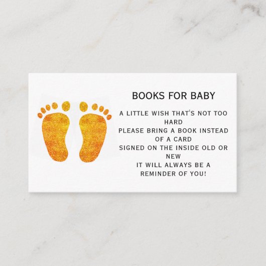 Glitter Feet Boeken voor Baby shower Informatiekaartje (Voorkant)