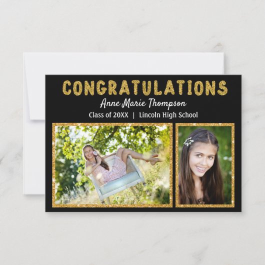 Glitter Felicitaties-3x5Afstuderen Aankondiging (Voorkant)