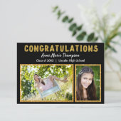 Glitter Felicitaties-3x5Afstuderen Aankondiging (Staand voorkant)