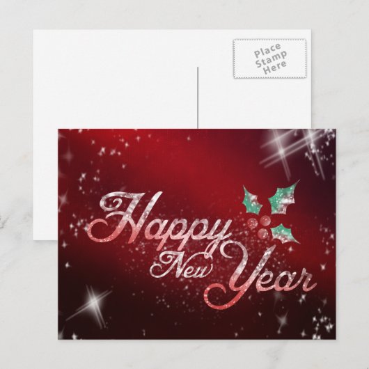 Glitter Fireworks Festival Happy Nieuwjaar 2016 Feestdagenkaart (Voorkant / Achterkant)