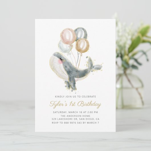 Glitter First Birthday Party Kaart (Staand voorkant)