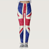 Glitter Flag van UK Londen Britse stijlvolle Mode Leggings (Voorkant)