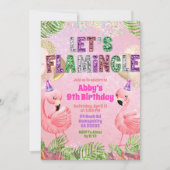 Glitter Flamingle Sequin Girl Birthday  Kaart (Voorkant)