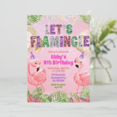 Glitter Flamingle Sequin Girl Birthday  Kaart (Staand voorkant)