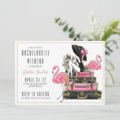 Glitter Flamingo Bachelorette Party Weekend Kaart (Staand voorkant)