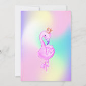 Glitter Flamingo, Crown Ombre Holographic Birthday Kaart (Achterkant)