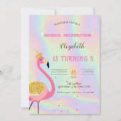Glitter Flamingo, Holografische Verjaardag Kaart (Voorkant)