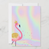Glitter Flamingo, Holografische Verjaardag Kaart (Achterkant)