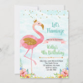 Glitter flamingo partijuitnodiging kaart (Voorkant)