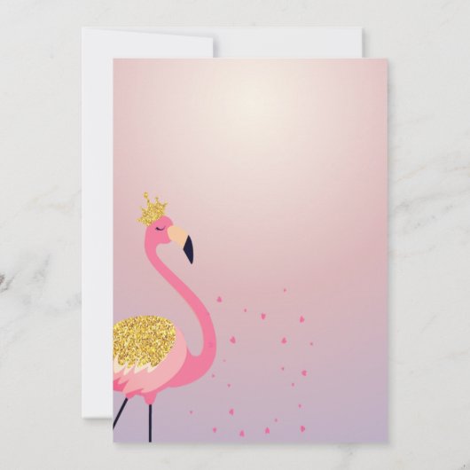 Glitter Flamingo, Roze verjaardag Kaart (Achterkant)