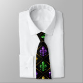 Glitter Fleur de Lis Diamant Mardi Gras Stropdas (Gebonden)