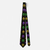 Glitter Fleur de Lis Diamant Mardi Gras Stropdas (Voorkant)