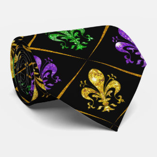 Glitter Fleur de Lis Diamant Mardi Gras Stropdas