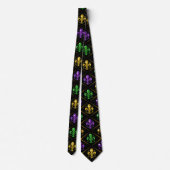 Glitter Fleur de Lis Diamant Mardi Gras Stropdas (Achterkant)
