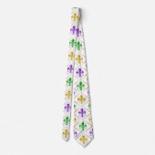Glitter Fleur de Lis Diamant Mardi Gras Wit Stropdas (Achterkant)