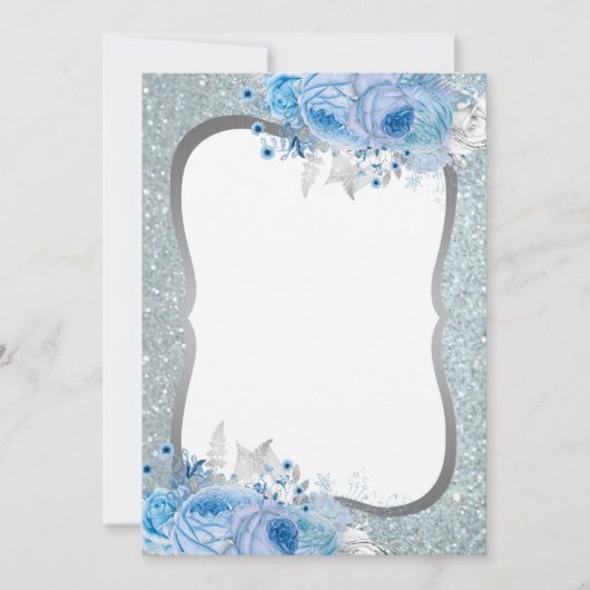 Glitter Floral Blank Invitation Kaart (Voorkant)