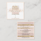 Glitter Floral Cake Bakery Vierkante Visitekaartje (Voorkant / Achterkant)