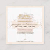 Glitter Floral Cake Bakery Vierkante Visitekaartje (Voorkant)
