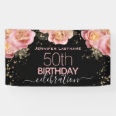 Glitter Floral Elk jaar verjaardagsfeest Banner (Horizontaal)