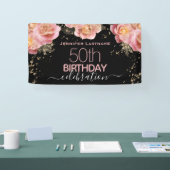 Glitter Floral Elk jaar verjaardagsfeest Banner (Beurs)
