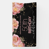 Glitter Floral Elk jaar verjaardagsfeest Banner (Verticaal)