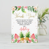 Glitter Floral Hawaiian Birthday Hartelijk dank Kaart (Staand voorkant)