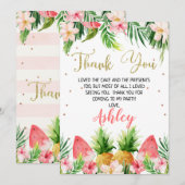 Glitter Floral Hawaiian Birthday Hartelijk dank Kaart (Voorkant / Achterkant)