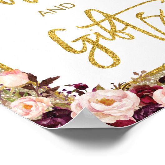 Glitter Floral Kaarten & Gifts Wedding Poster Deco (Hoek)