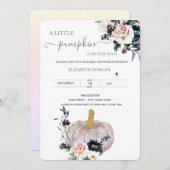 Glitter Floral Pumpkin Stippen Baby shower Kaart (Voorkant / Achterkant)