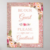 Glitter Floral Roos voor bruiloft Poster (Voorkant)