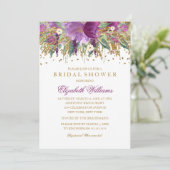 Glitter Floral Sparkling Amethyst Vrijgezellenfees Kaart (Staand voorkant)