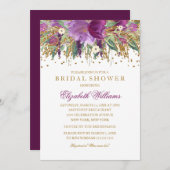 Glitter Floral Sparkling Amethyst Vrijgezellenfees Kaart (Voorkant / Achterkant)