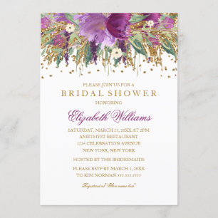 Glitter Floral Sparkling Amethyst Vrijgezellenfees Kaart