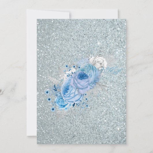 Glitter Floral Sweet 16 Birthday Invitation Kaart (Achterkant)