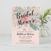 Glitter floral waterverf blush roze vrijgezellenfe kaart (Staand voorkant)