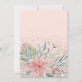 Glitter floral waterverf blush roze vrijgezellenfe kaart (Achterkant)